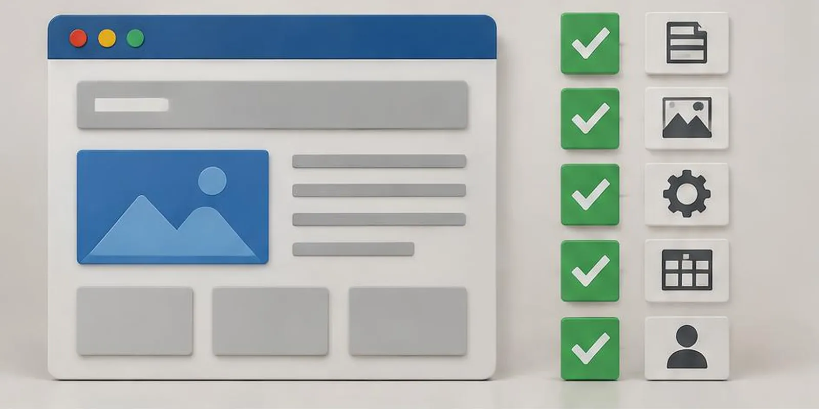 Browser interface and checked testing tiles