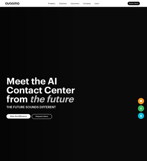 Avaamo AI contact center website homepage