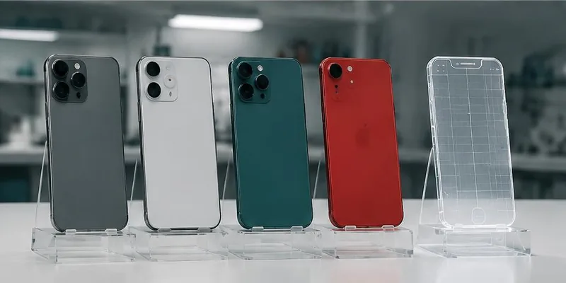 Physical smartphones alongside a transparent emulator model