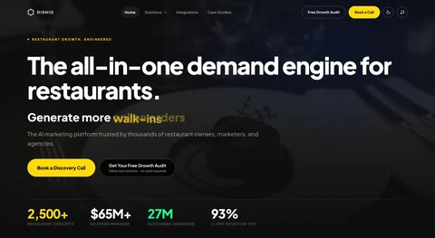 Dishio restaurant AI marketing platform website