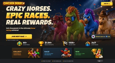 Chicken Derby Web3 live horse racing game homepage
