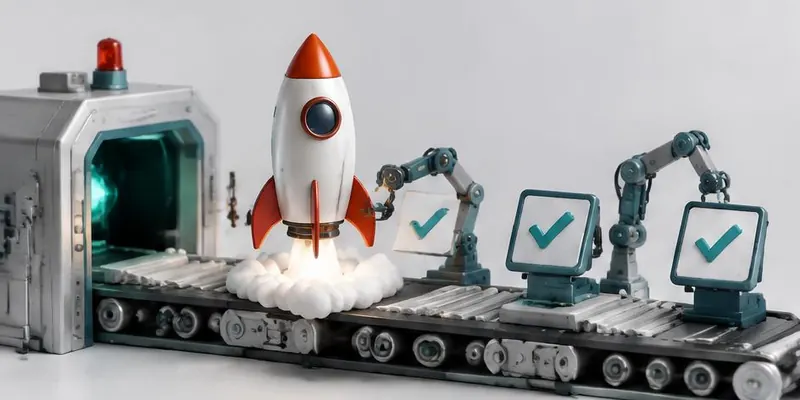 Rocket passing through a QA inspection conveyor