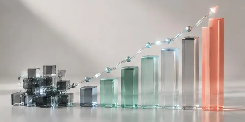 Glass analytics bars and a forecast curve