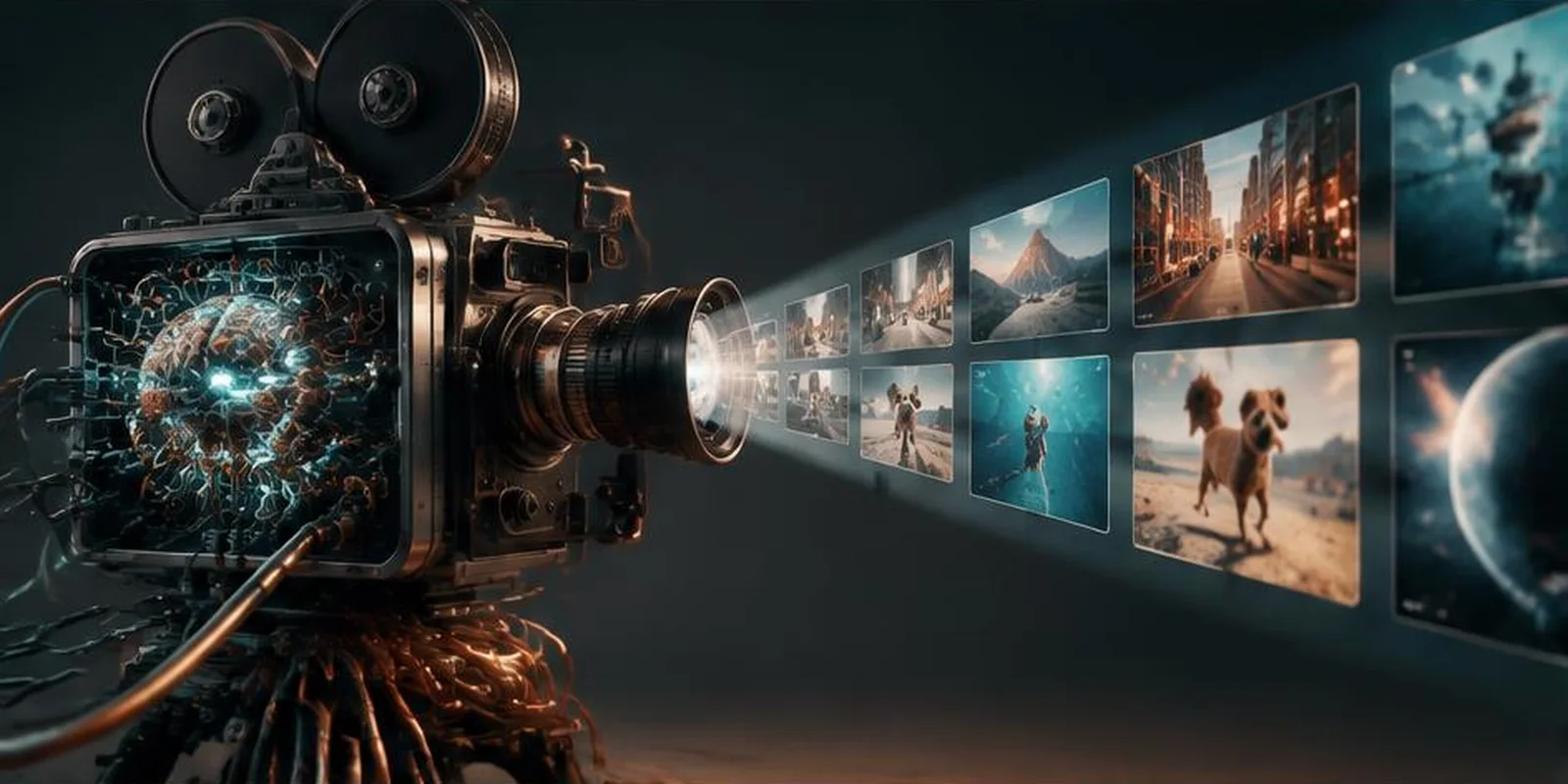 AI camera projecting generated video frames